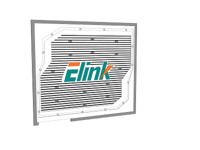 Modern Background Wall Design With Elink Logo And Striped Pattern 3d model