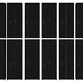 Elegant Black Hinged Doors With Gold Accents And Various Panel Designs 3d model