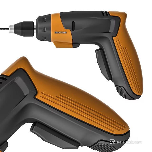 Professional ROYON Black and Orange Electric Power Drill with Ergonomic Grip for Industrial Use 3d model 