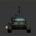 Blue Armored Military Tank With Long Cannon Tracks And Turret Design