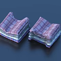 Folded Plaid Shirts Stacked With Various Colors On Dark Background