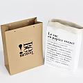 Brown And White Paper Bags For Daily Household Use With Printed Design And Text