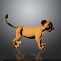 Cartoon Lion Cub 3D Model With Orange Fur Red Tail Tip Standing On Black Surface 3d model