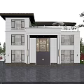 Modern Detached Villa Exterior Design With Courtyard Lighting And Parking Space