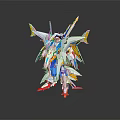 Colorful Mechanical Robot Character With White Blue Yellow Red Wings And Detailed Design