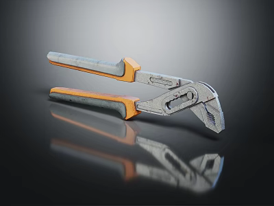 Professional Hardware Pliers With Orange And Gray Handles For Heavy Duty Tasks 3d model