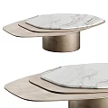 Elegant Modern Coffee Table With White Marble Top And Metal Base Structure 3d model