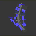 Modern Urban 3D Building Model Featuring Blue Structures And Road Layout Design