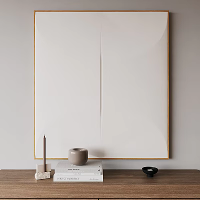 Wall Art With White Frame Golden Border And Symmetric Semicircle Patterns On Tabletop 3d model