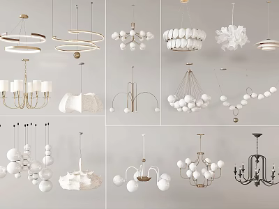 Various Stylish Chandelier Designs With Diverse Shapes And Decorative Elements For Home Interiors 3d model
