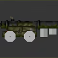 Pixel Style Military Weapon With Camouflage Design White Wheels And Long Cannon Barrel