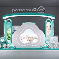 Purcotton Exhibition Booth Design With Curved Top Glass Cabinets And Product Displays