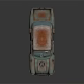 Vintage Classic Car With Rusty Body Red Rusted Roof And Front Circular Emblem