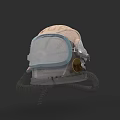 Vintage Industrial Beige Helmet With Transparent Visor Metal Parts And Dark Background