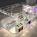 Modern Beauty Kiosk Interior Design with Shelves Display Posters and Lighting