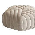 Modern Pleated Design Sofa Stools in Beige and Green Upholstered Style