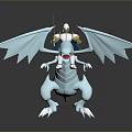 Knight In Shiny Armor Riding Silver Dragon With Spear And Large Wings