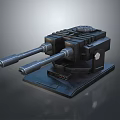 Dual Barrel Mechanical Weapon With Stable Base And Metal Structure Design 3d model