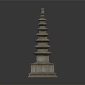 Classical Multi Tiered Stone Tower Sculpture With Carved Details And Square Base 3d model