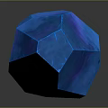 Natural Wood Stone Blue Polyhedron Sculpture With Cracked Surface And Reflective Base