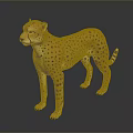 Realistic 3D Cheetah Model With Spotted Fur Standing On Dark Surface 3d model