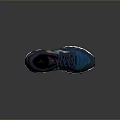 Stylish Navy Blue Running Sneakers With Mesh Upper Red Accents And White Sole