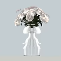 Elegant Banquet Hall Decor with White Roses in Ribbon Wrapped Vase