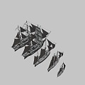 Many Sailboats 3d model