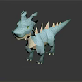 Low Poly Blue Dragon Doll With Red Eyes And Spiked Back 3d model