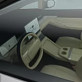 Silver Modern Car with Open Doors Light Colored Seats and Panoramic Sunroof