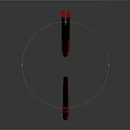 Two Red Decorative Samurai Swords With Reflective Blades On Grey Background