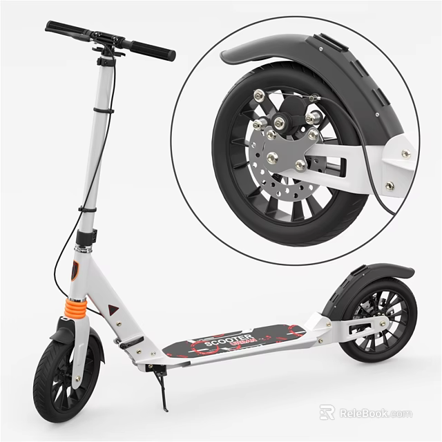 Electric Scooter With Enhanced Wheel Structure And Effective Brake System Design 3d model 