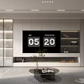Modern Elegant TV Wall Unit in Living Room With Fireplace Glass Doors and Storage Shelves