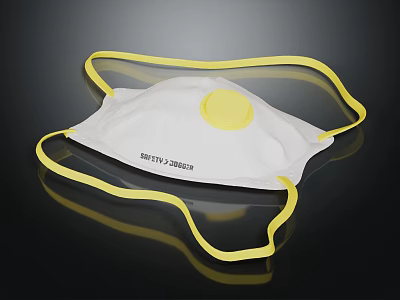 Protective White FFP2 Respirator Mask With Yellow Straps And Breathing Valve 2850V 3d model