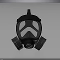 Black Military Weapon Protective Gas Mask With Dual Filters And Clear Visor