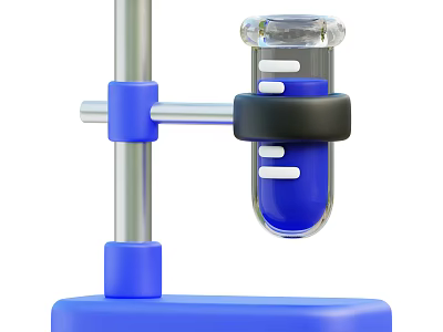 Industrial Laboratory Equipment With Glass Test Tube And Blue Liquid Stand 3d model