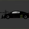 Black Sports Car With Roof Mounted Equipment Green Rear Container Spoiler And Grille Window Design