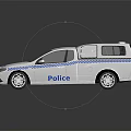 White Police Car Design With Blue Striped Pattern And Roof Lights