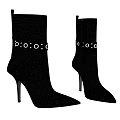 Black High Heel Ankle Boots with Metallic Studs Pointed Toe Sleek Leather Design