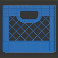 Blue Plastic Storage Crate With Grid Design And Handle Holes For Daily Use