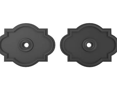 Two Black Ornate Ceiling Medallions With Intricate Patterns And Central Hole 3d model