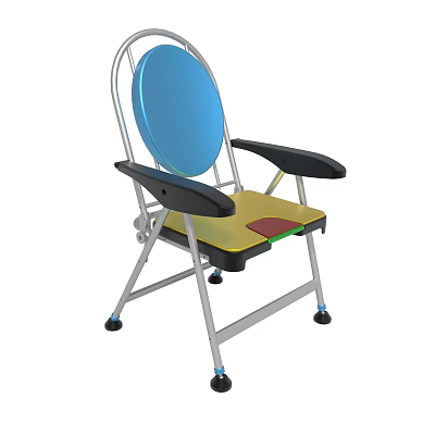Ergonomic Folding Chair With Blue Backrest Black Armrests And Colored Seat 3d model