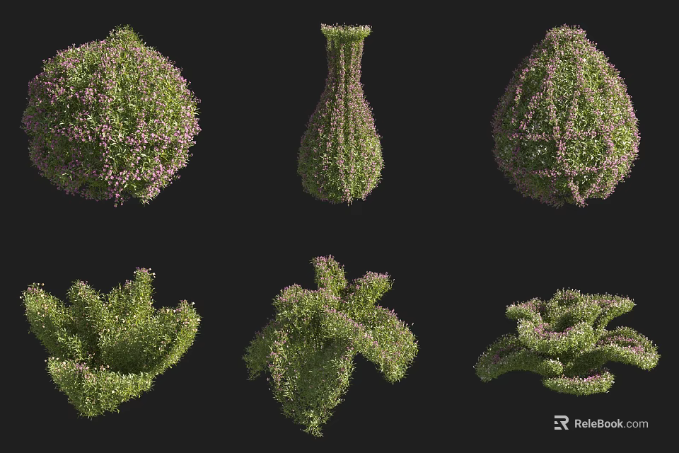 Various Shaped Bushes Ideal for Garden Landscaping and Outdoor Design Projects 3d model 