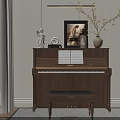 Bright Piano Room Interior With Upright Piano Sheet Music Vase Framed Art And Wooden Bench