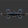 Blue Cosmic Spaceship Design With Circular Structure And Multiple Engines