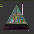 Triangle Shaped House Exterior Design With Wooden Deck And Large Windows