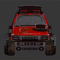 Red Off Road Style Toy Car With Roof Equipment And Black Details