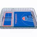 Basketball Court Facility With Tennis Area Green Fence And Blue Surface