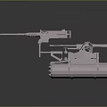 Detailed White Military Weapon Machine Gun Model With Mount And Ammunition Belt