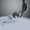 Robotic Arm Precise Movement Operating White Block With Red Button